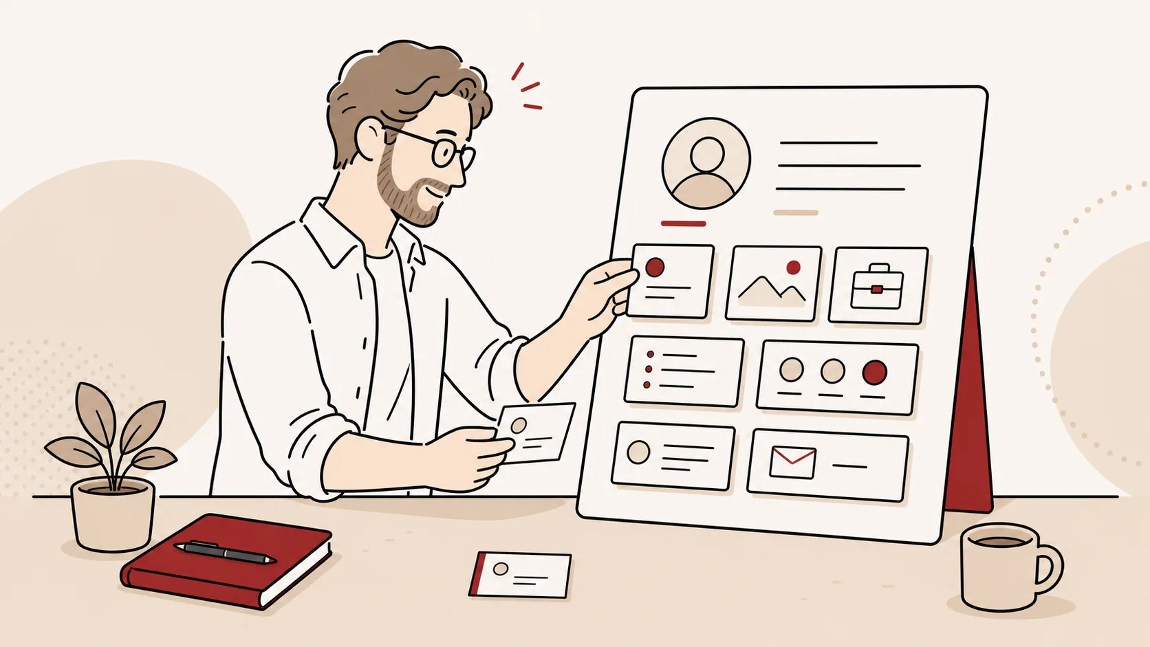 プロフィール情報を整理する人物